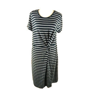 T By Talbot's Women's T Shirt Casual Twist Dress Size Medium Petite Blue White